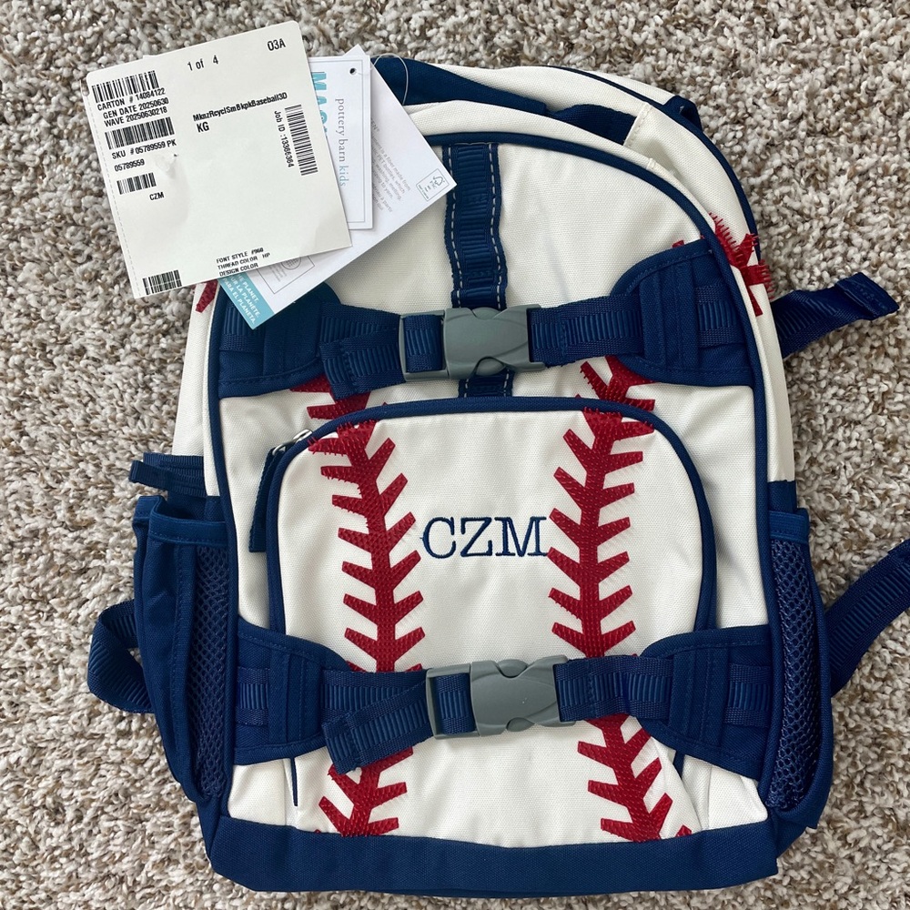 Pottery Barn Kids Mackenzie Baseball Backpack Small